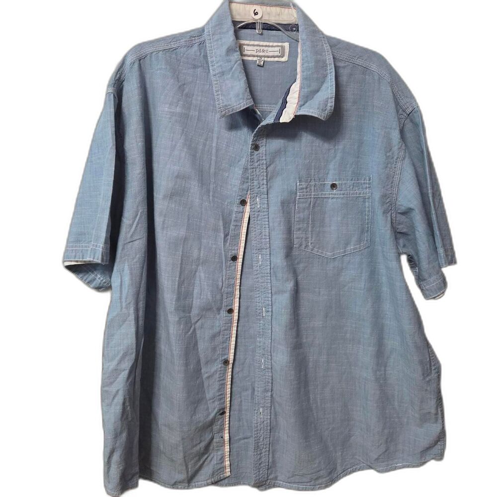 PD&c paper denim & cloth men's 3x blue short sleeves denim button up shirt